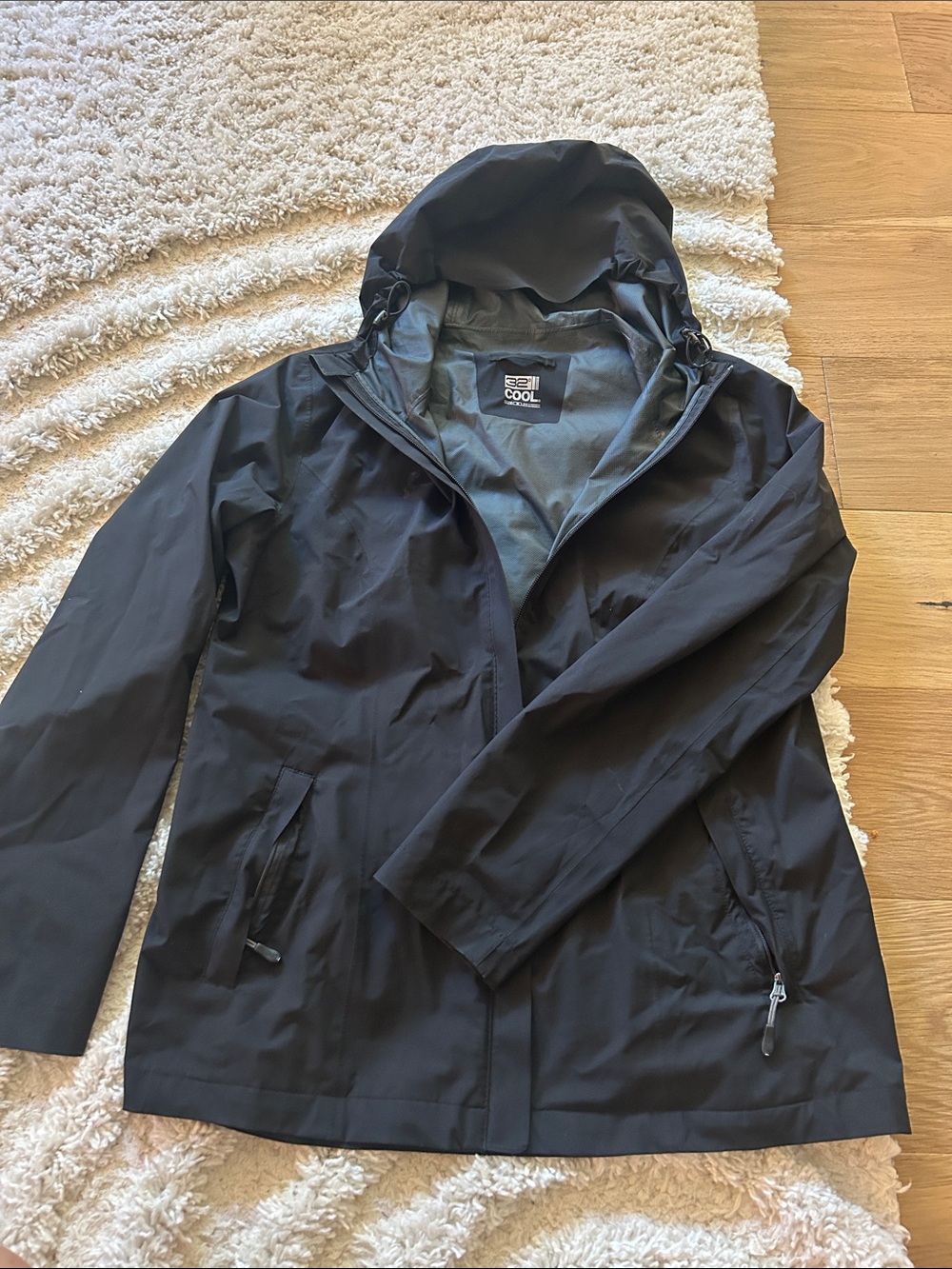 32 Degrees Black Hooded Utility Jacket